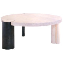 White Ash 48" Coffee Table with Blackened Steel Feature Leg by Hinterland Design