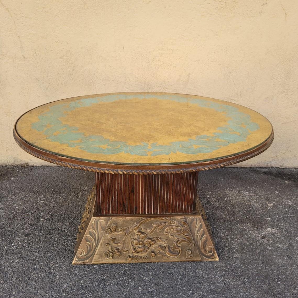 Coffee Table In Wood And Eglomised Glass, Art Deco, 20th Century For Sale 5