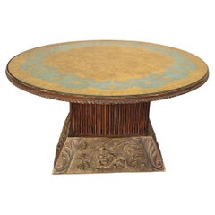 Mesa de centro de madera y cristal eglomizado, Art Déco, Siglo XX