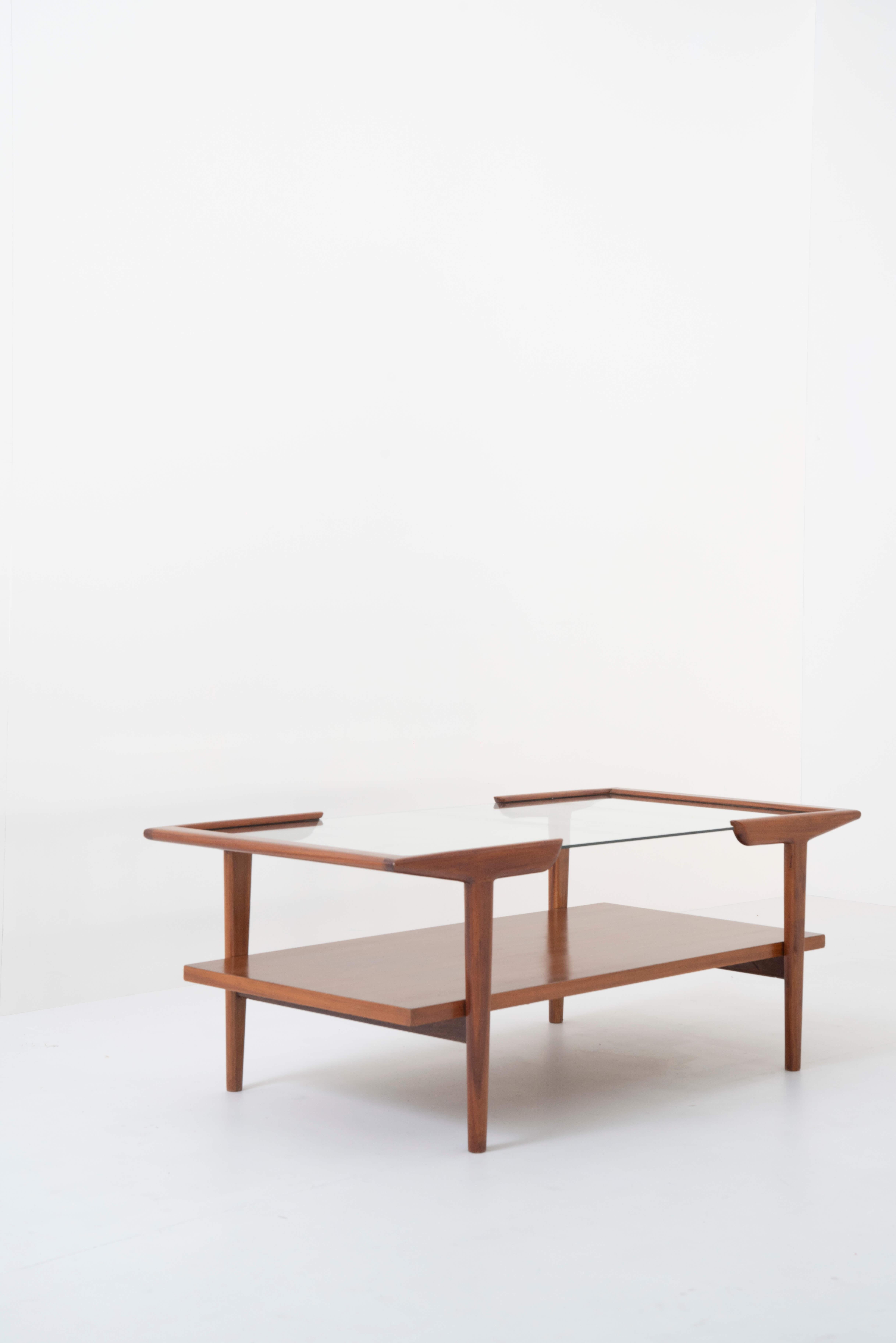 Brazilian Coffee Table in Wood and Glass Attr. to Martin Eisler, Brazil 1950s