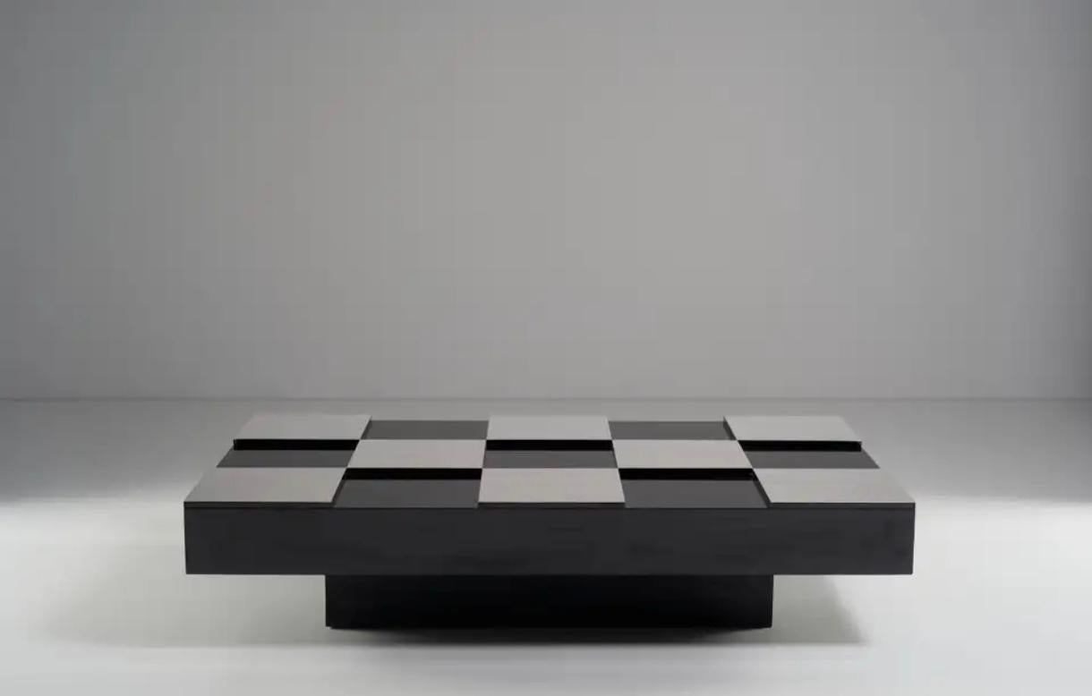 Fin du 20e siècle Table basse en bois et acier inoxydable Roberto Monsani pour Acerbis, circa 1970 en vente