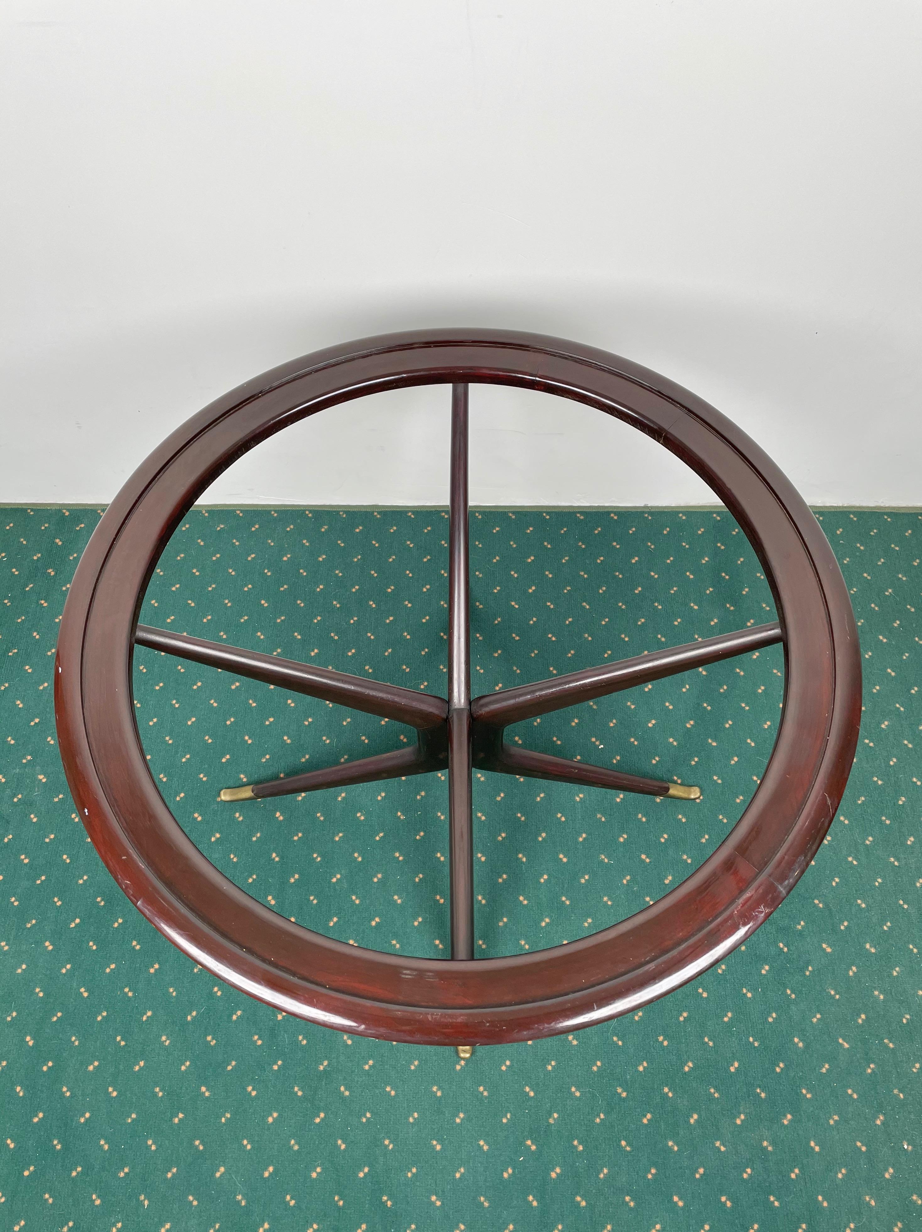 Coffee Table in Wood Glass and Brass Attributed to Guglielmo Ulrich, Italy 1950s For Sale 6