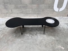 Coffee table in Zimbabwe black granite and large Brazilian agate