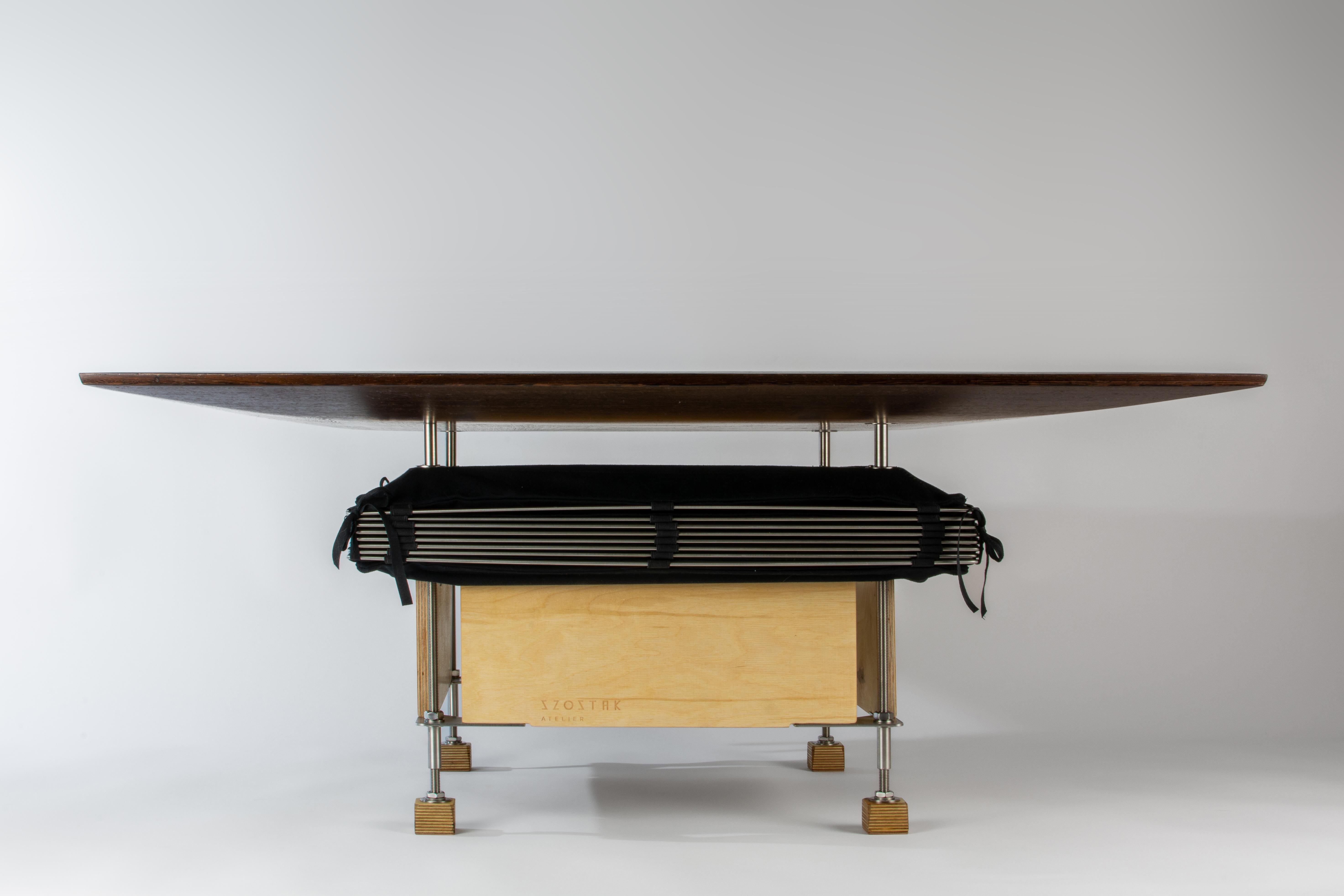 Stainless Steel Coffee Table Inspired by Japanese Architecture; Handcrafted in Poland For Sale