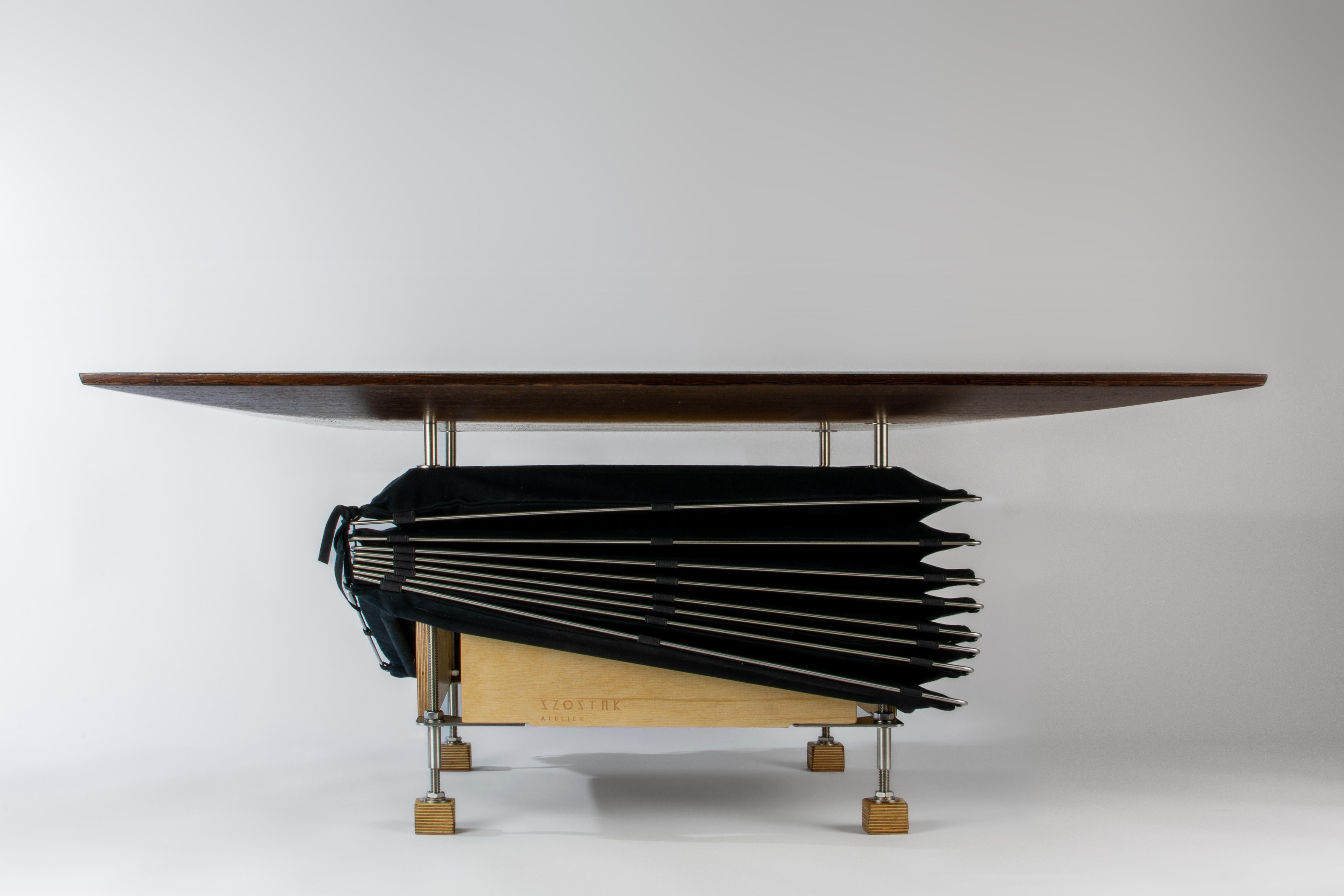 Coffee Table Inspired by Japanese Architecture; Handcrafted in Poland For Sale 1