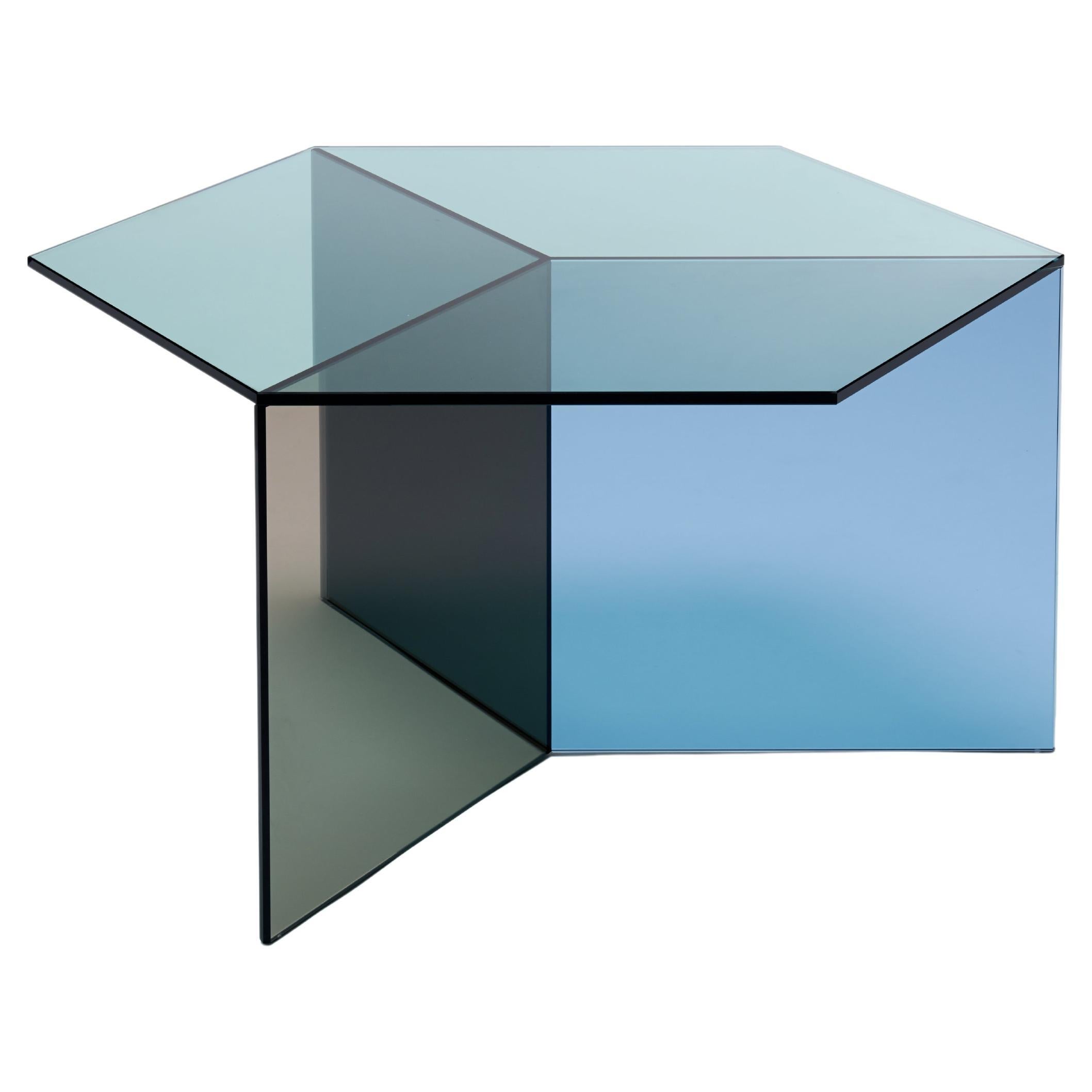 Table basse carrée Isom 70 cm en verre transparent Multi, Sebastian Scherer Neo/Craft