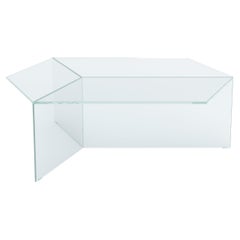 Table basse Isom oblong 105 cm en verre transparent blanc, Sebastian Scherer Neo/Craft