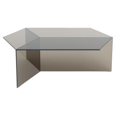 Isom Langer 105 cm Couchtisch aus klarem Glas und Bronze, Sebastian Scherer Neo/Craft