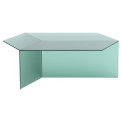 Table basse Isom oblongue 105 cm en verre satiné vert Sebastian Scherer Neo/Craft
