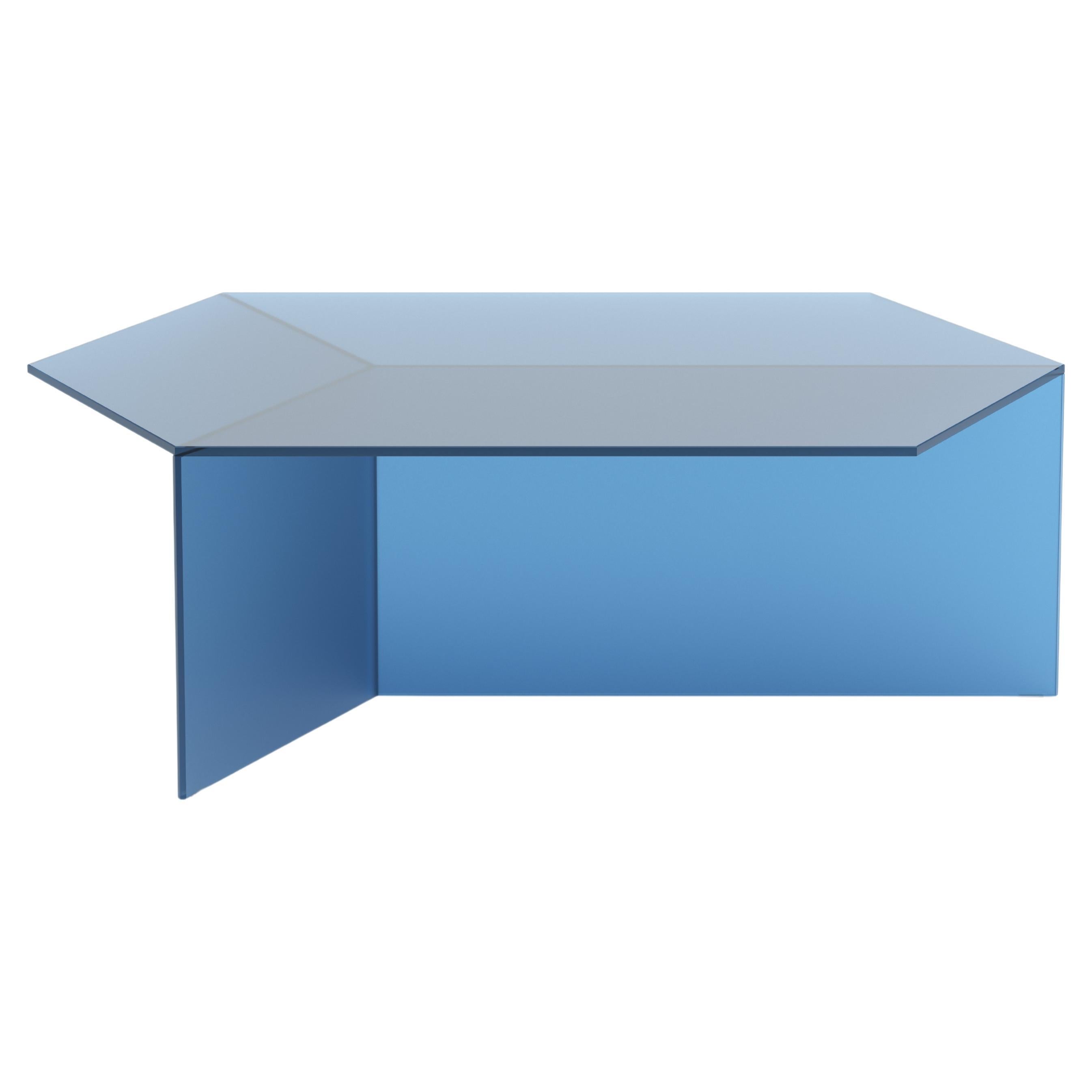 Isom Oblong 105 cm Coffee Table Satin Glass Blue, Sebastian Scherer Neo/Craft