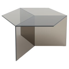 Quadratischer 80 cm Couchtisch Isom aus klarem Glas und Bronze, Sebastian Scherer Neo/Craft