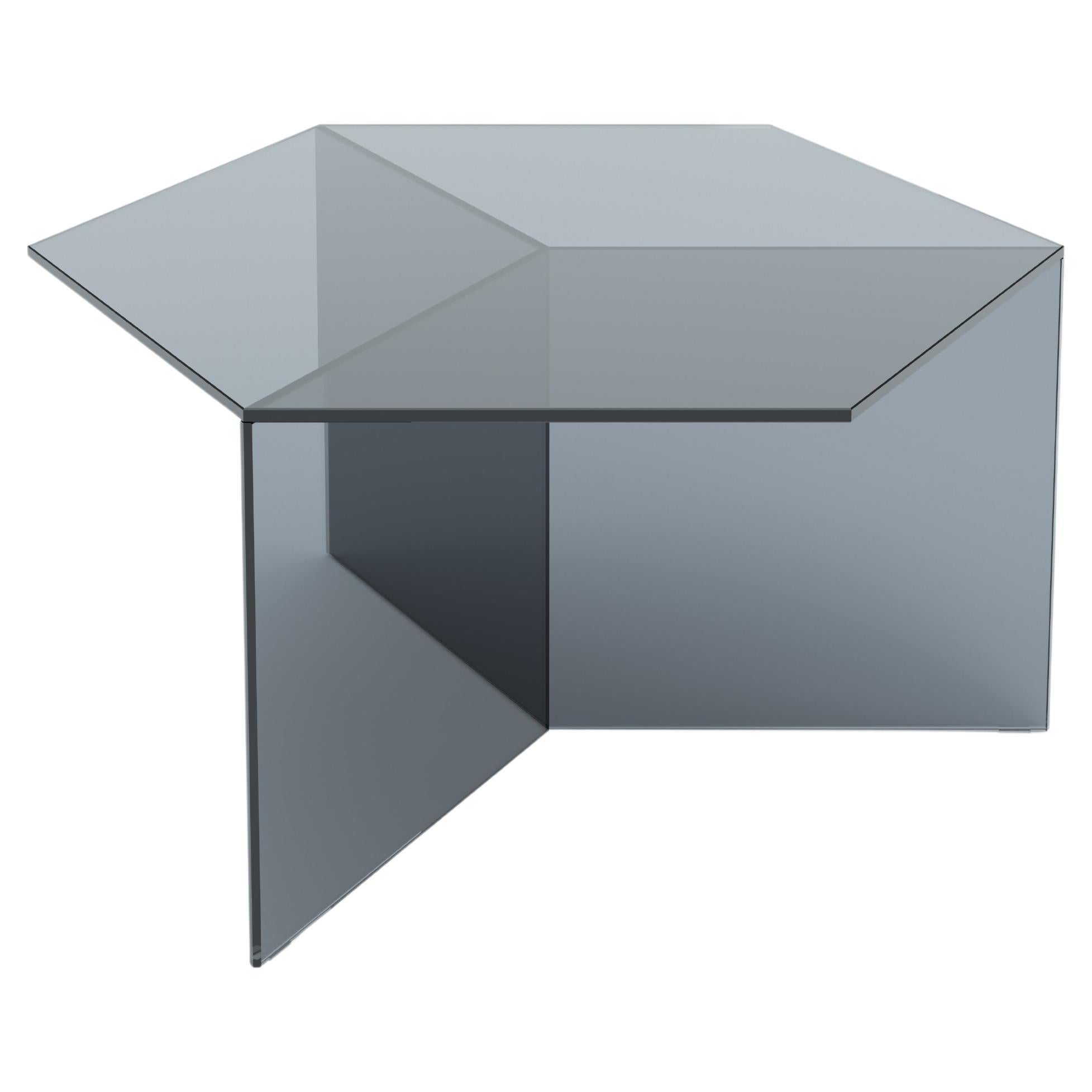 Table basse Isom Square 80 cm Verre clair Noir, Sebastian Scherer Neo/Craft en vente