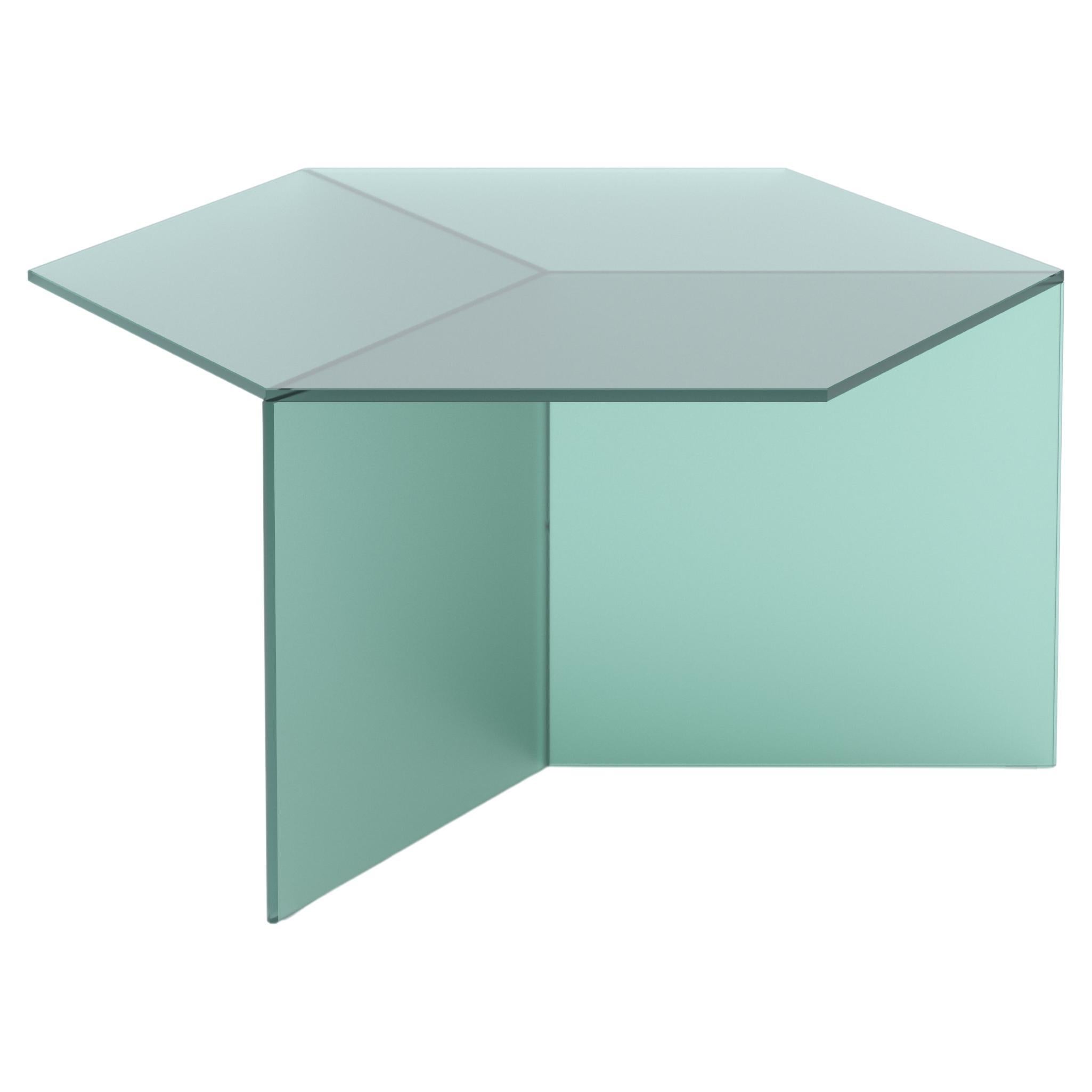 Isom Square 80 cm Coffee Table Satin Glass Green, Sebastian Scherer Neo/Craft For Sale