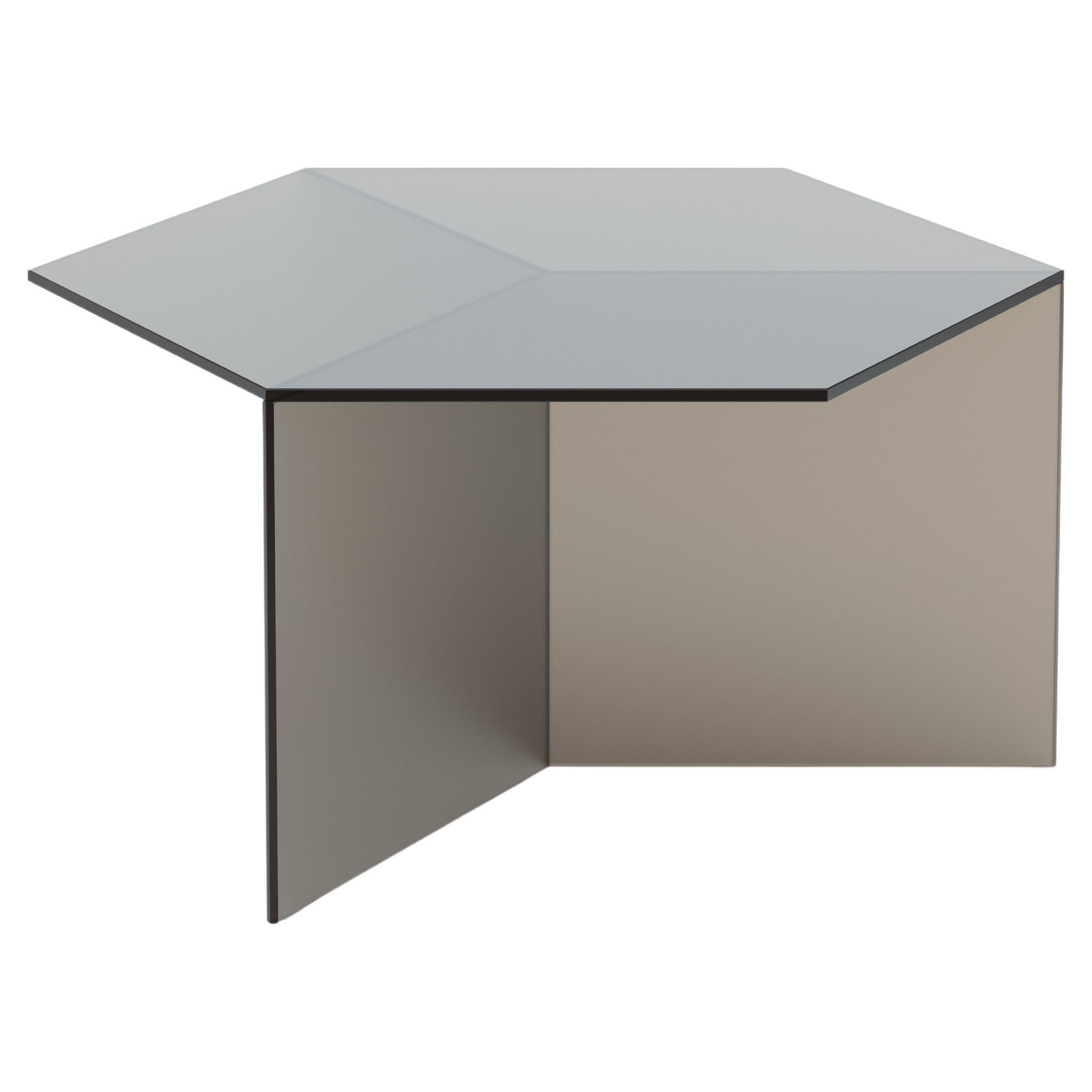 Isom Square 80 cm Coffee Table Satin Glass Bronze, Sebastian Scherer Neo/Craft For Sale
