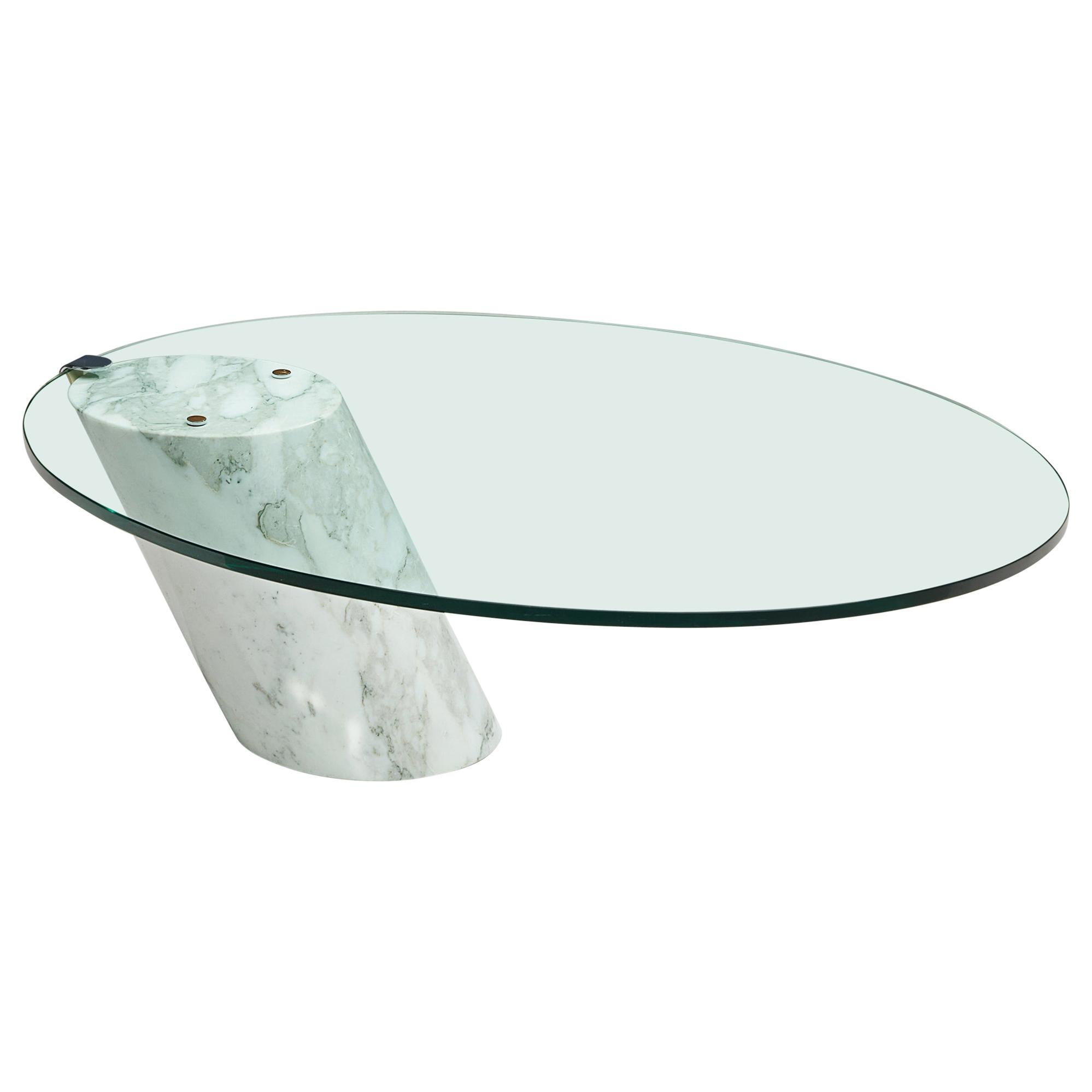 Coffee Table 'K1000' in Carrara Marble and Glass for Ronald Schmitt