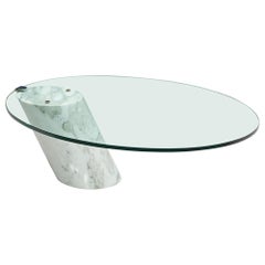 Table basse K1000 en marbre de Carrare et verre pour Ronald Schmitt