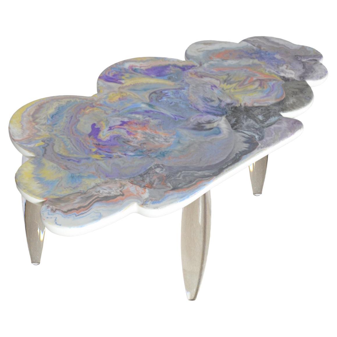 Cupioli Cloud Coffee Table Scagliola art top  plexiglass legs handmade in Italy