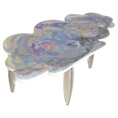 Cupioli Wolken-Couchtisch mit Scagliola-Kunstplatte  Beine aus Plexiglas, handgefertigt in Italien