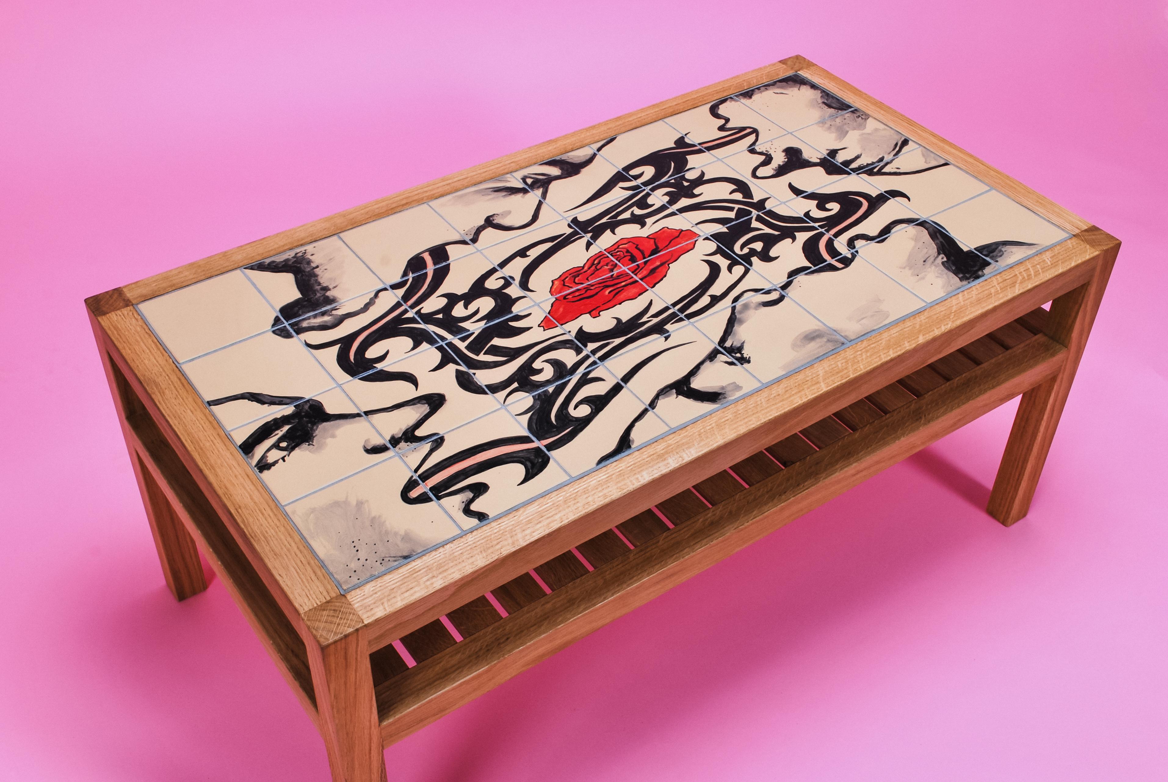 Coffee Table, Hand Painted Tiles, Ruth Angel Edwards Limited Artist Edition For Sale 2