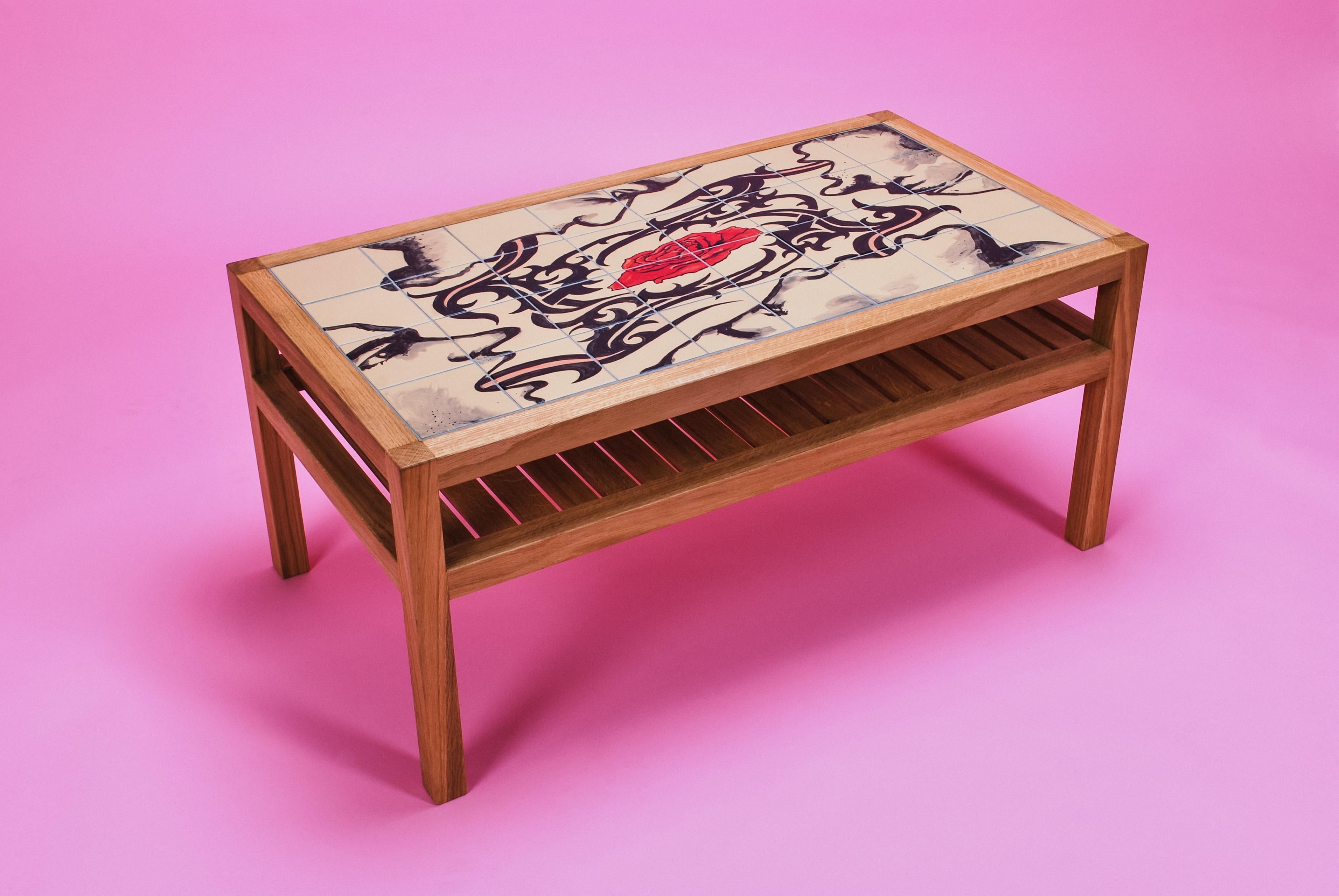 Coffee Table, Hand Painted Tiles, Ruth Angel Edwards Limited Artist Edition For Sale 3