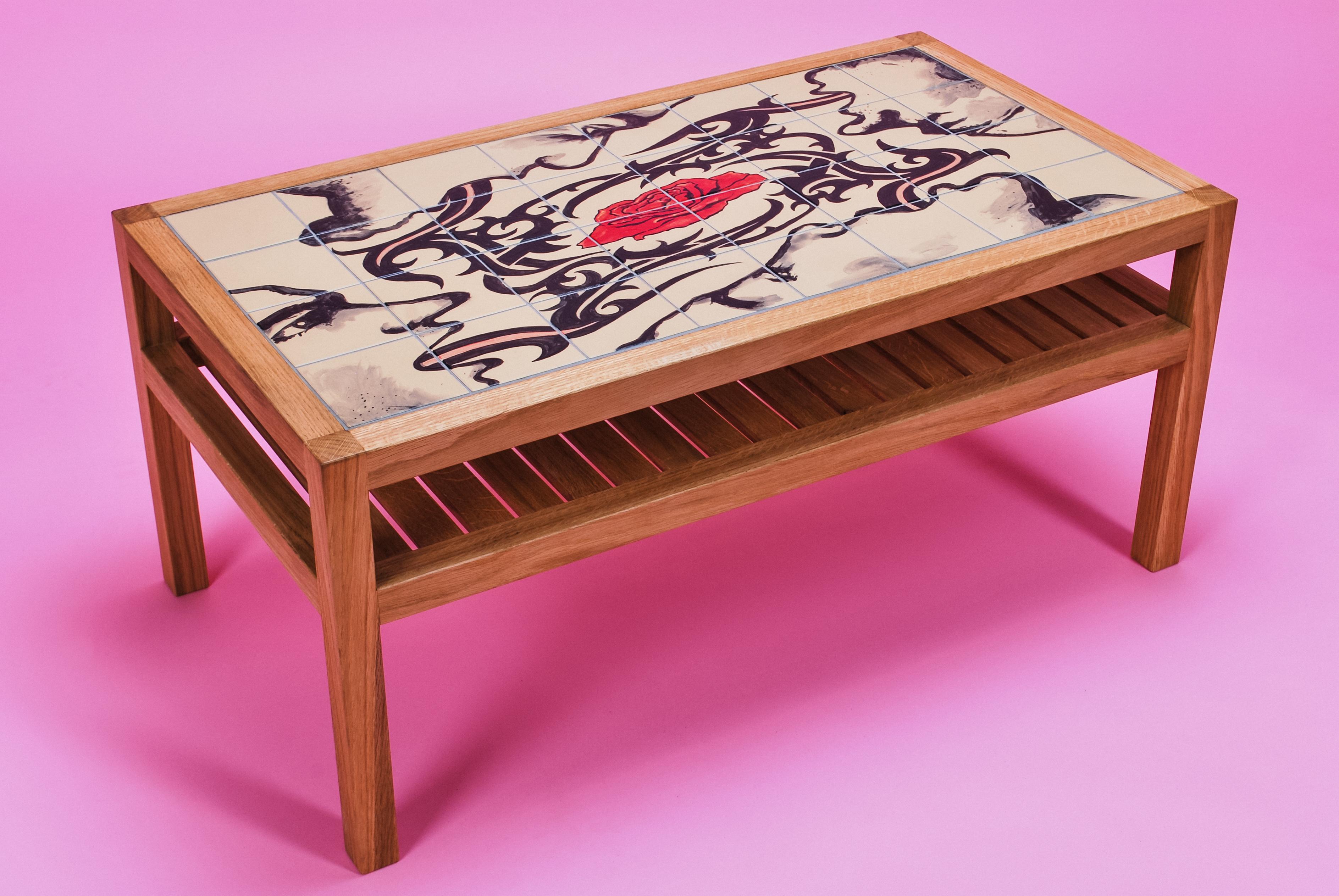 Coffee Table, Hand Painted Tiles, Ruth Angel Edwards Limited Artist Edition For Sale 5