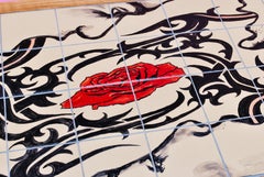 Mesa de centro, Azulejos pintados a mano, Ruth Angel Edwards Edición limitada de artista