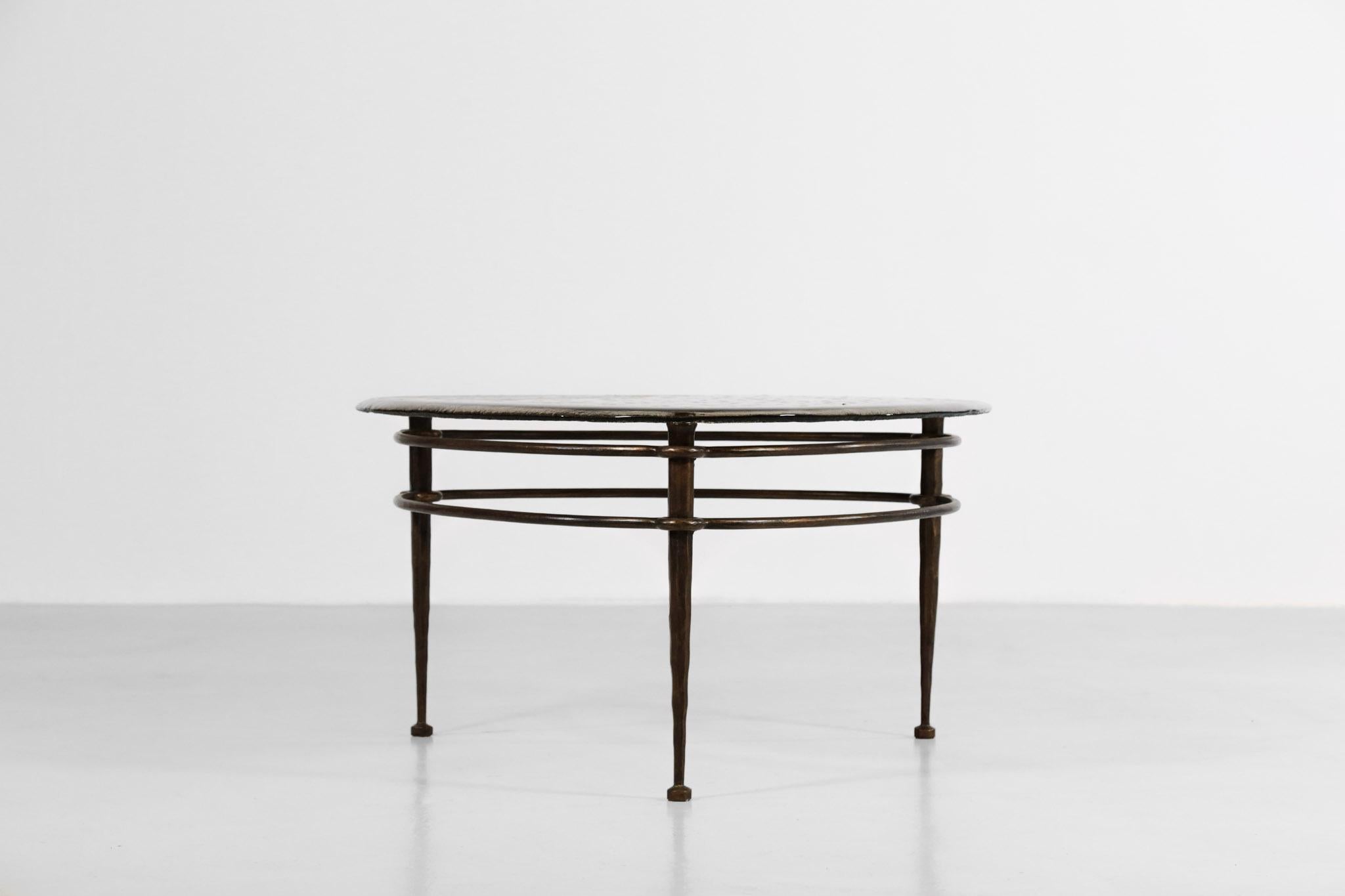 Brutalist Coffee Table Lothar Klute Tripod Glass and Bronze German Design D333