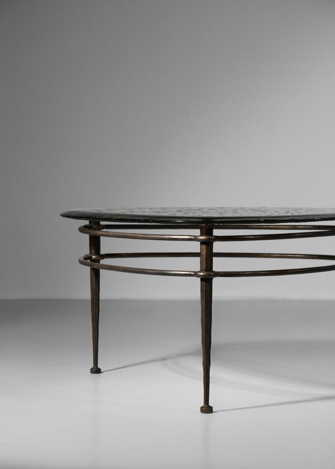 Coffee Table Lothar Klute Tripod Glass and Bronze German Design D333 In Good Condition In Lyon, FR