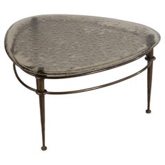 Table basse à trois pieds Lothar Klute en verre et bronze Design allemand D333