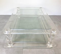Coffee Table Lucite and Glass Maison Romeo, France, 1970s