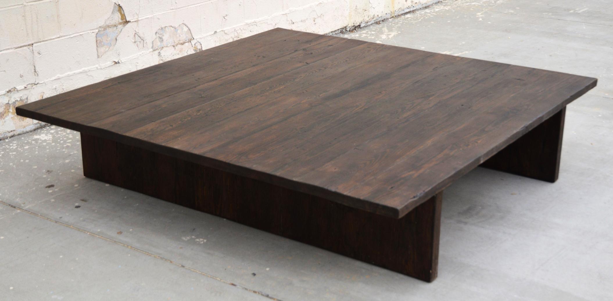 This reclaimed pine coffee table is seen here in 60