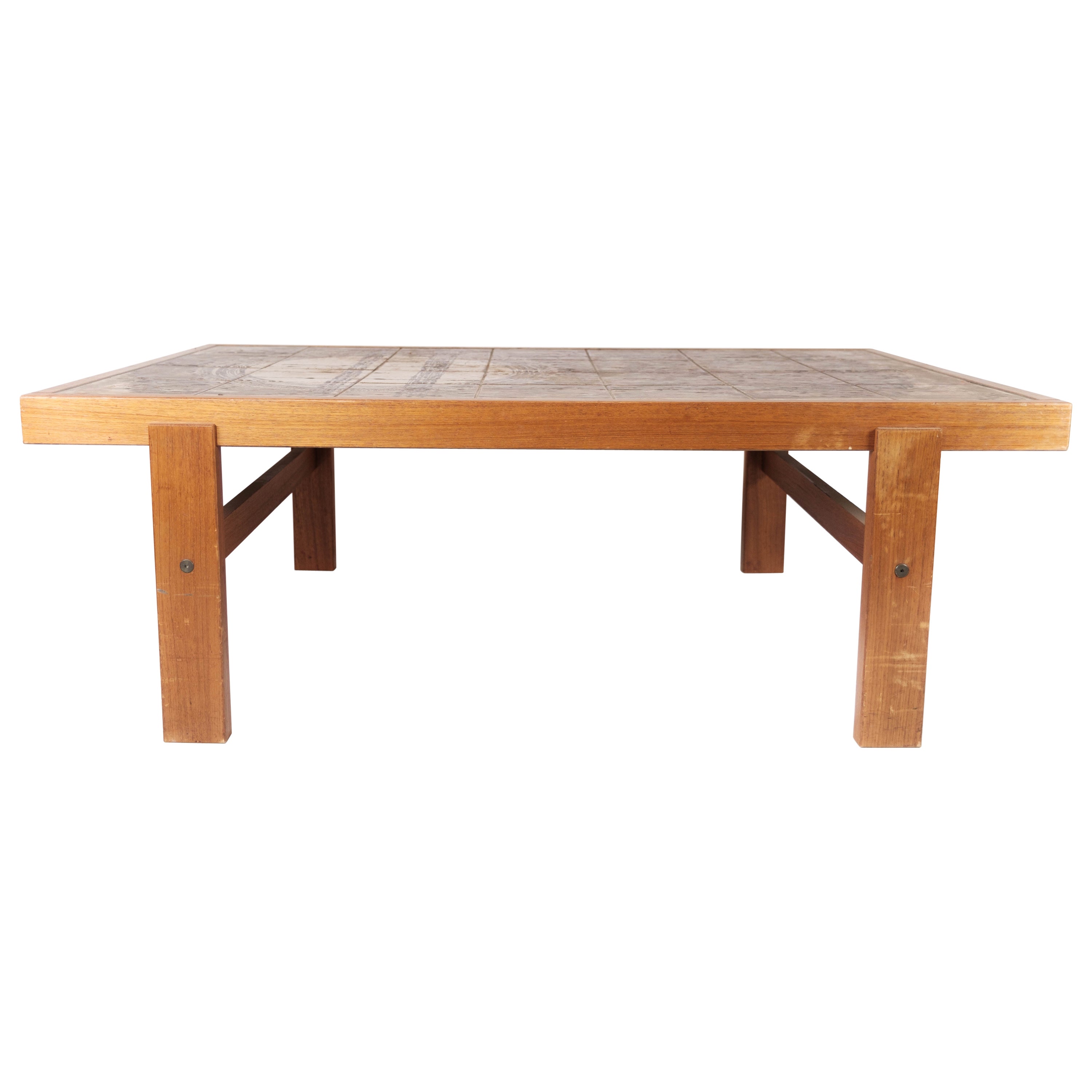 Coffee Table Made In Teak With Tiles From 1960s