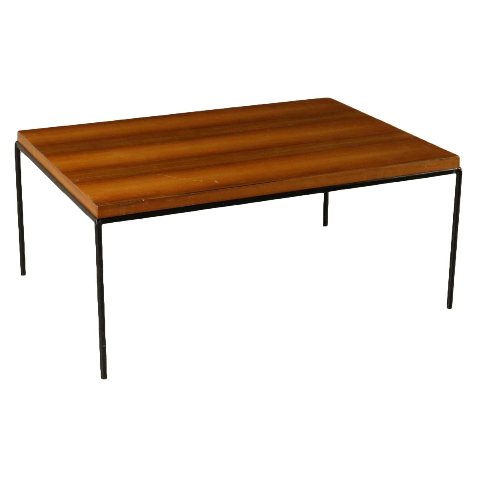 Coffee Table Mahogany Veneer Lacquered Metal Vintage, Italy, 1960s