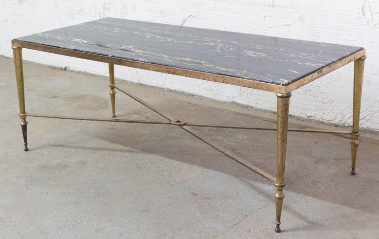 French coffee table Maison Jansen
Original black marble
Classic gilt metal with nice patina
Good vintage condition a scratch one the marble, nothing disturbing

Shipping:
L 101/ P 46/ H 39.5 cm 32.6 kg.
  