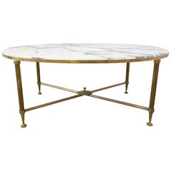 maison jansen coffee table Coffee Table Maison Jansen Midcentury Marble and Gilt Brass Edge Base