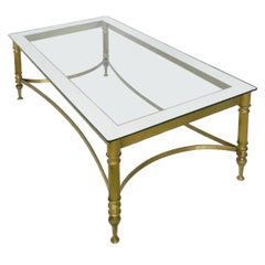 Coffee Table Maison Jansen Midcentury Mirror edge Glass and Gilt Brass Base