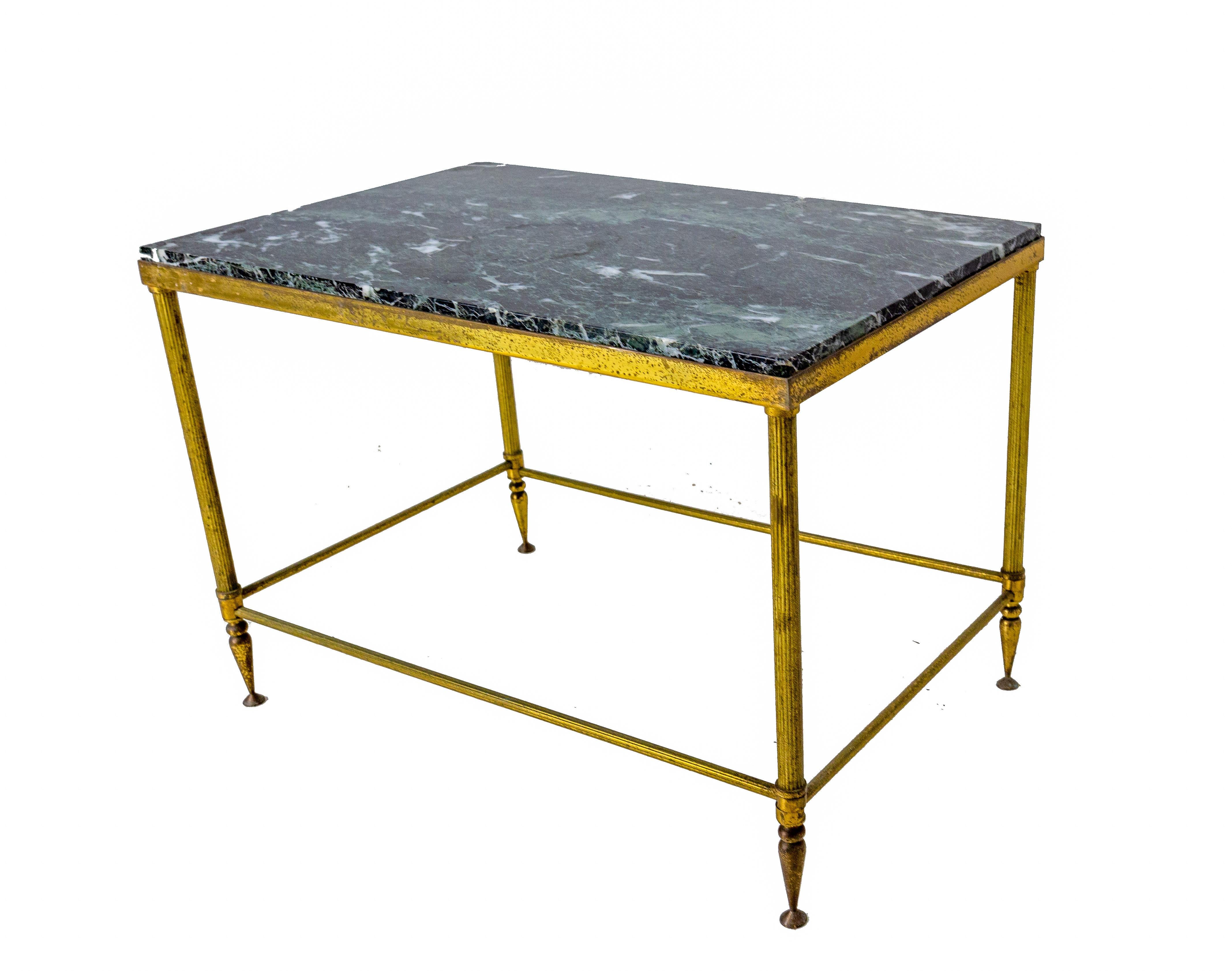 Mid-Century Modern Coffee Table Maison Jansen Style Black Marble and Gilt Brass Midcentury French For Sale