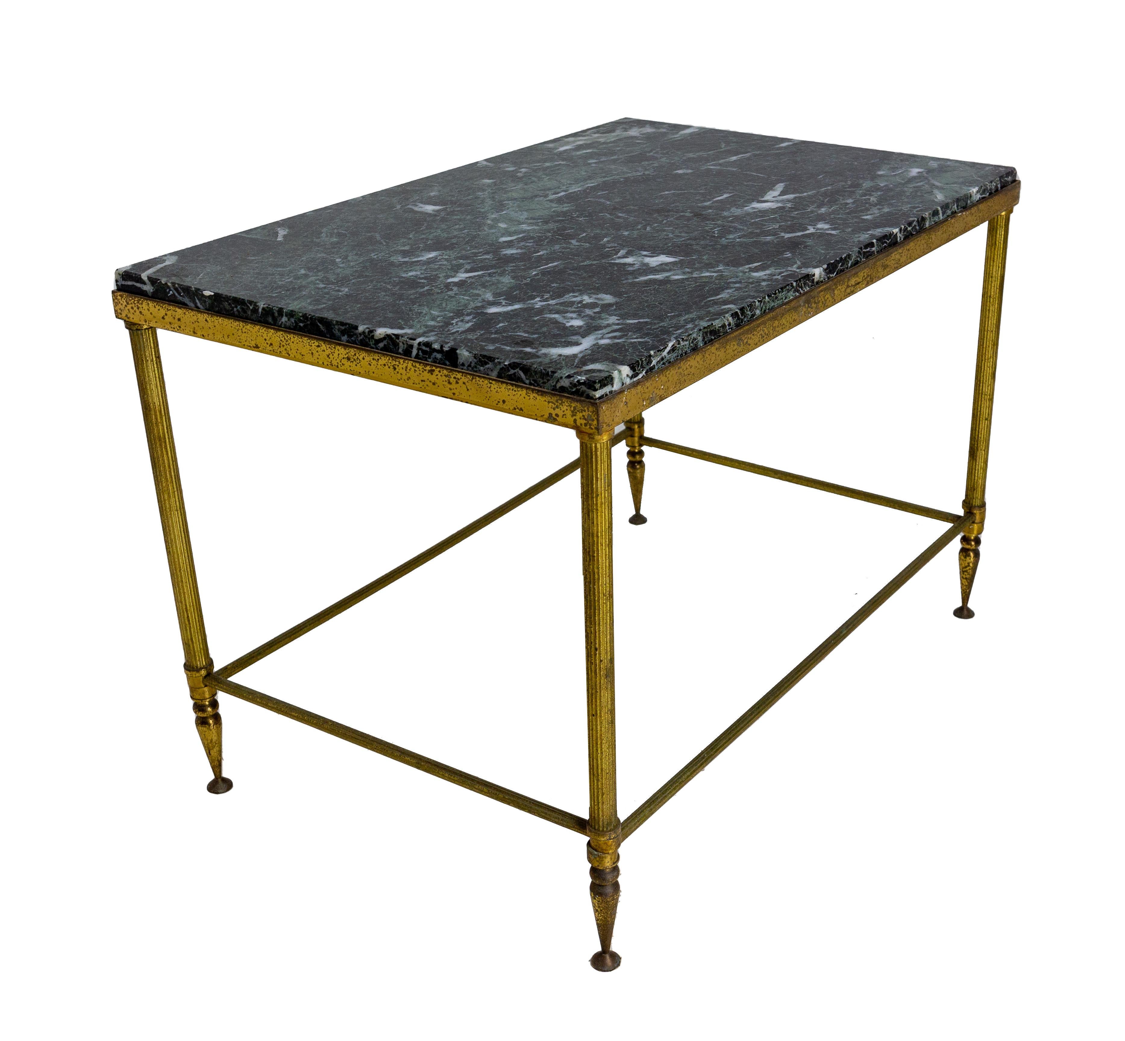 Coffee Table Maison Jansen Style Black Marble and Gilt Brass Midcentury French In Good Condition For Sale In Labrit, Landes