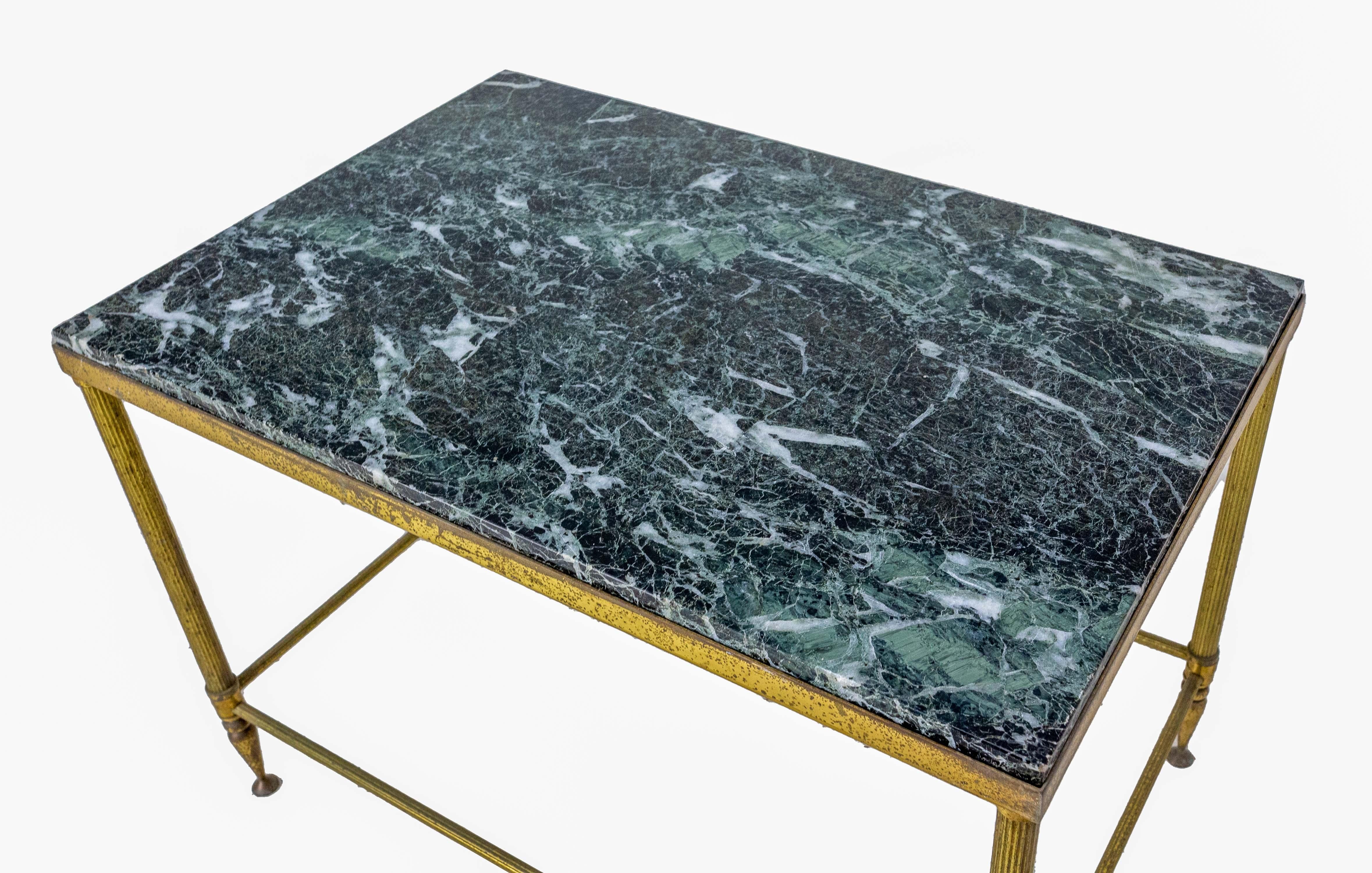 20th Century Coffee Table Maison Jansen Style Black Marble and Gilt Brass Midcentury French For Sale