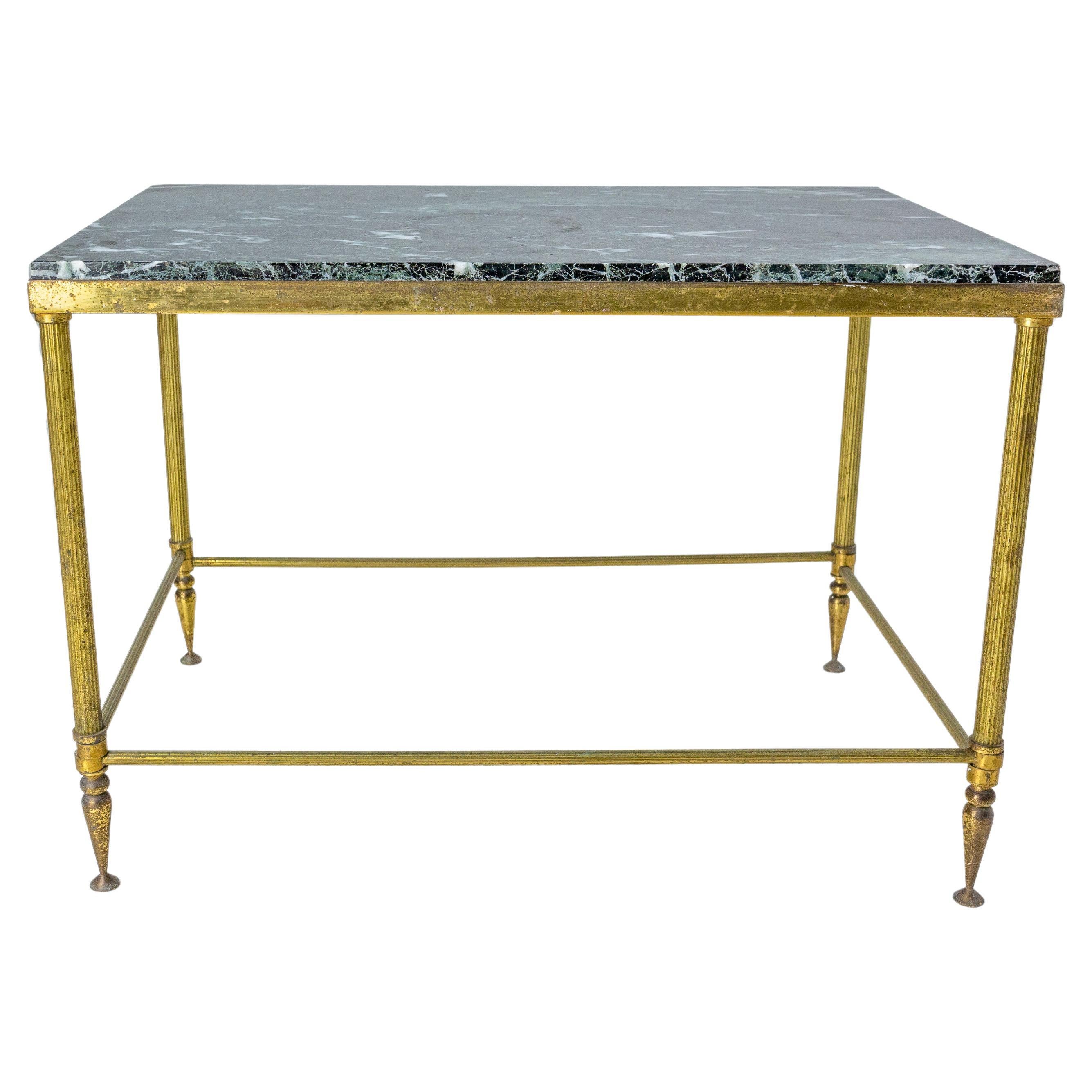Coffee Table Maison Jansen Style Black Marble and Gilt Brass Midcentury French For Sale