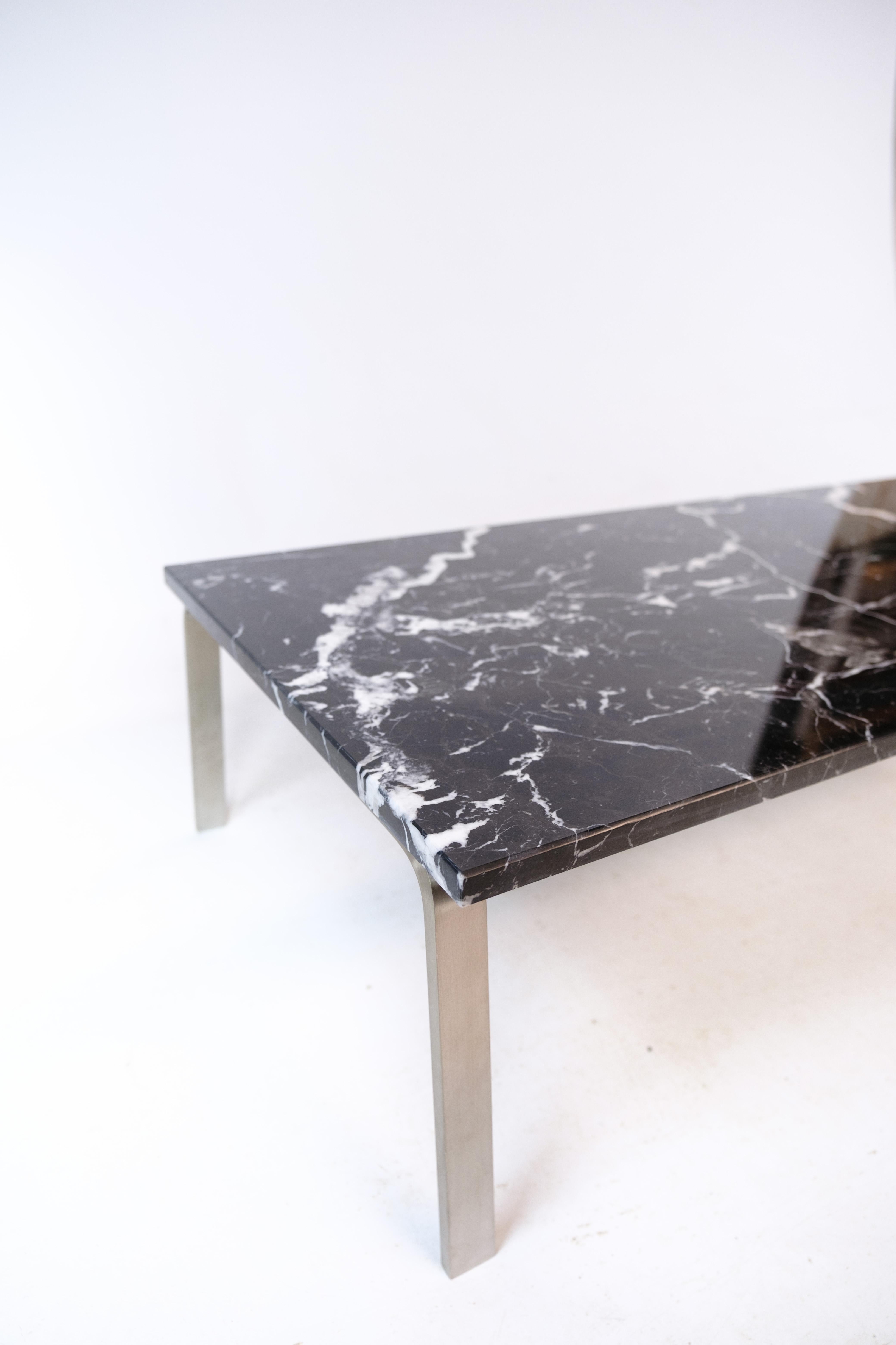 Mid-Century Modern Coffee Table, Man by Norr11 Made With Aluminum Frame, Marble Top From 2000s For Sale