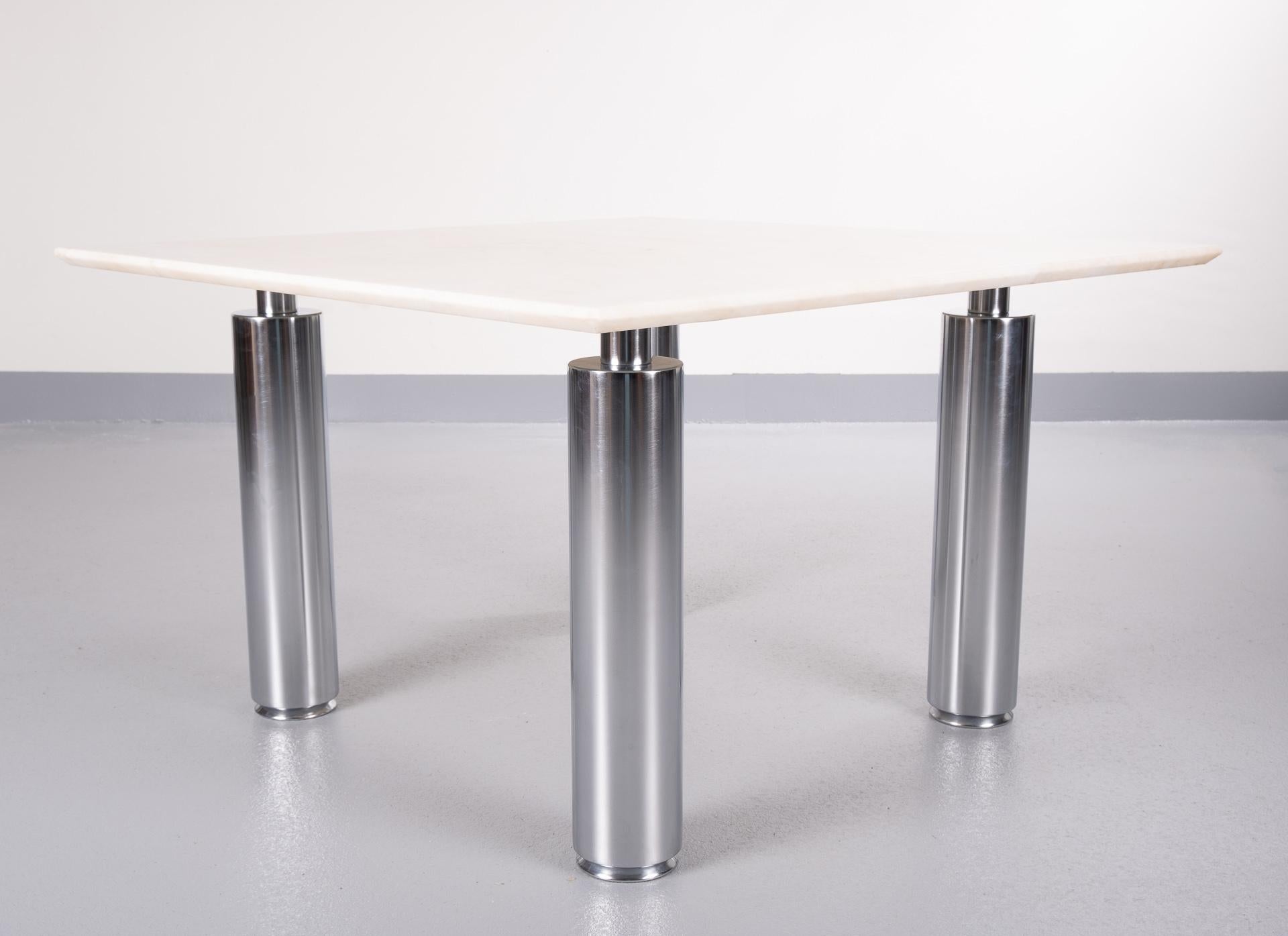 Coffee Table Marble and Steel, 1980s, Italy 5