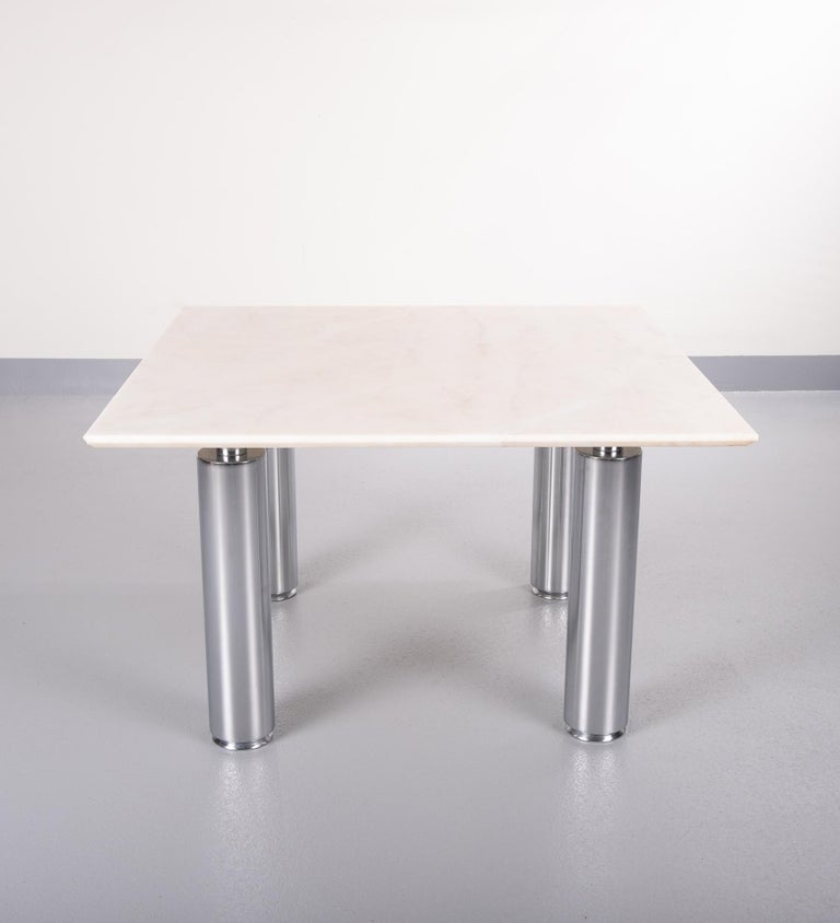 Modern Coffee Table Marble and Steel, 1980s, Italy For Sale