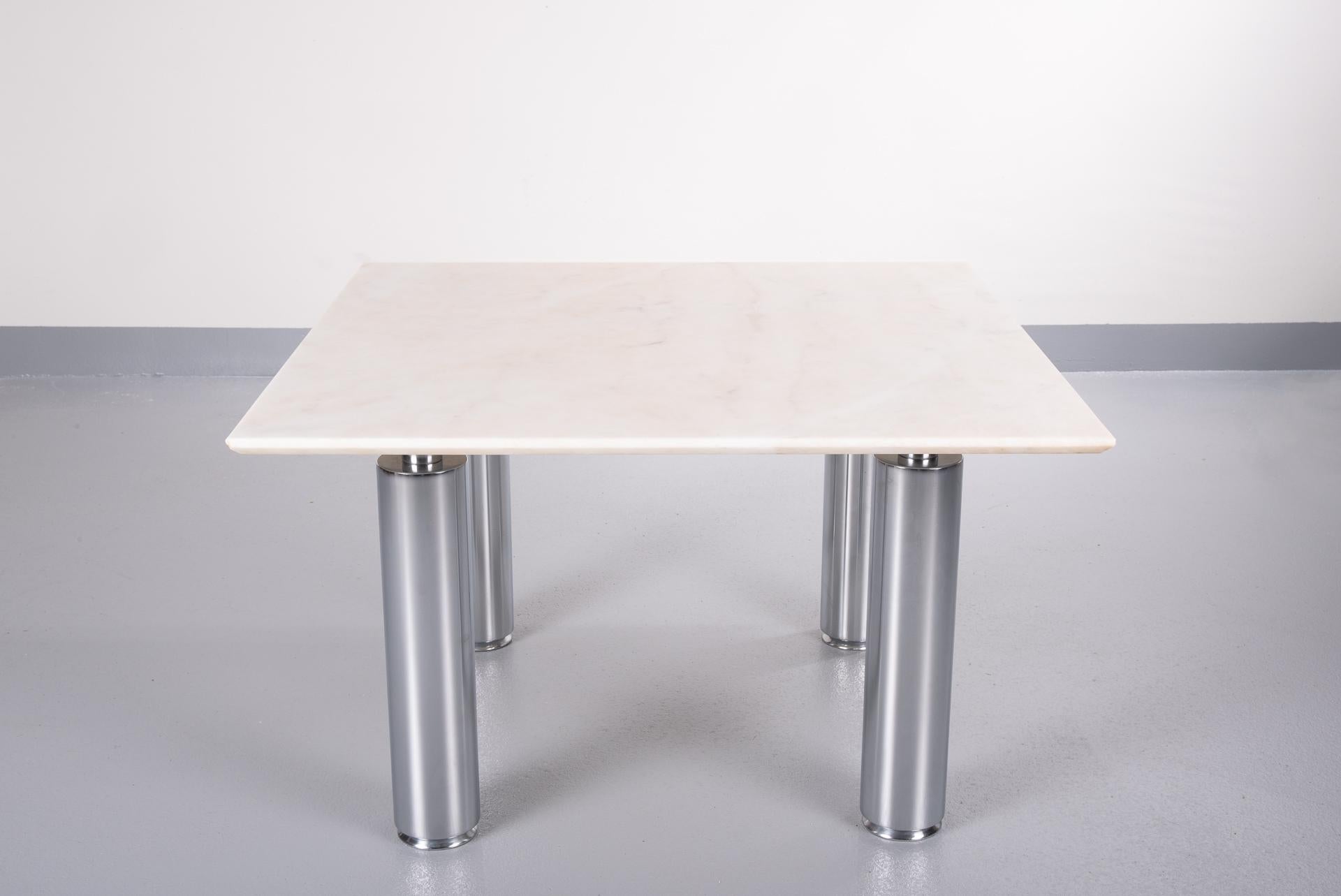 Modern Coffee Table Marble and Steel, 1980s, Italy