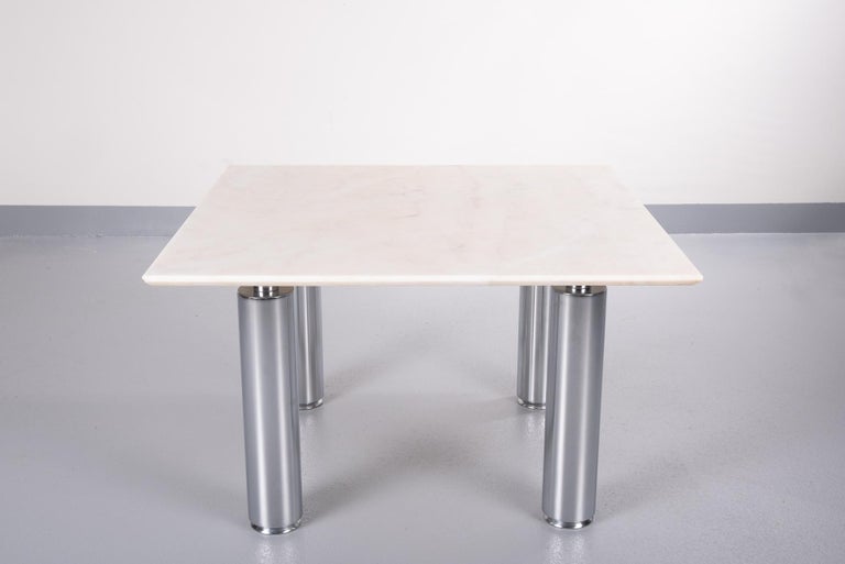 Italian Coffee Table Marble and Steel, 1980s, Italy For Sale