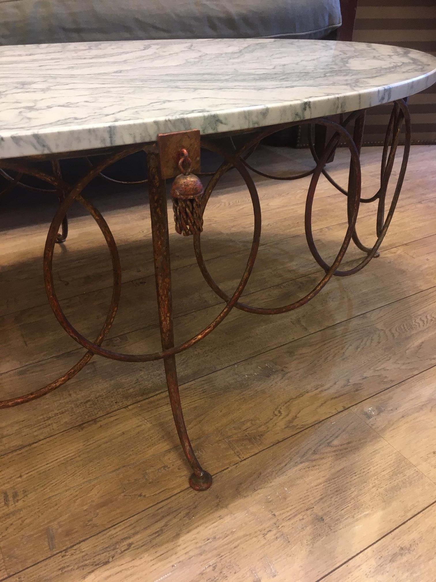 Italian Coffee Table, Marble and Wrought Iron, Italy, from the 1950s