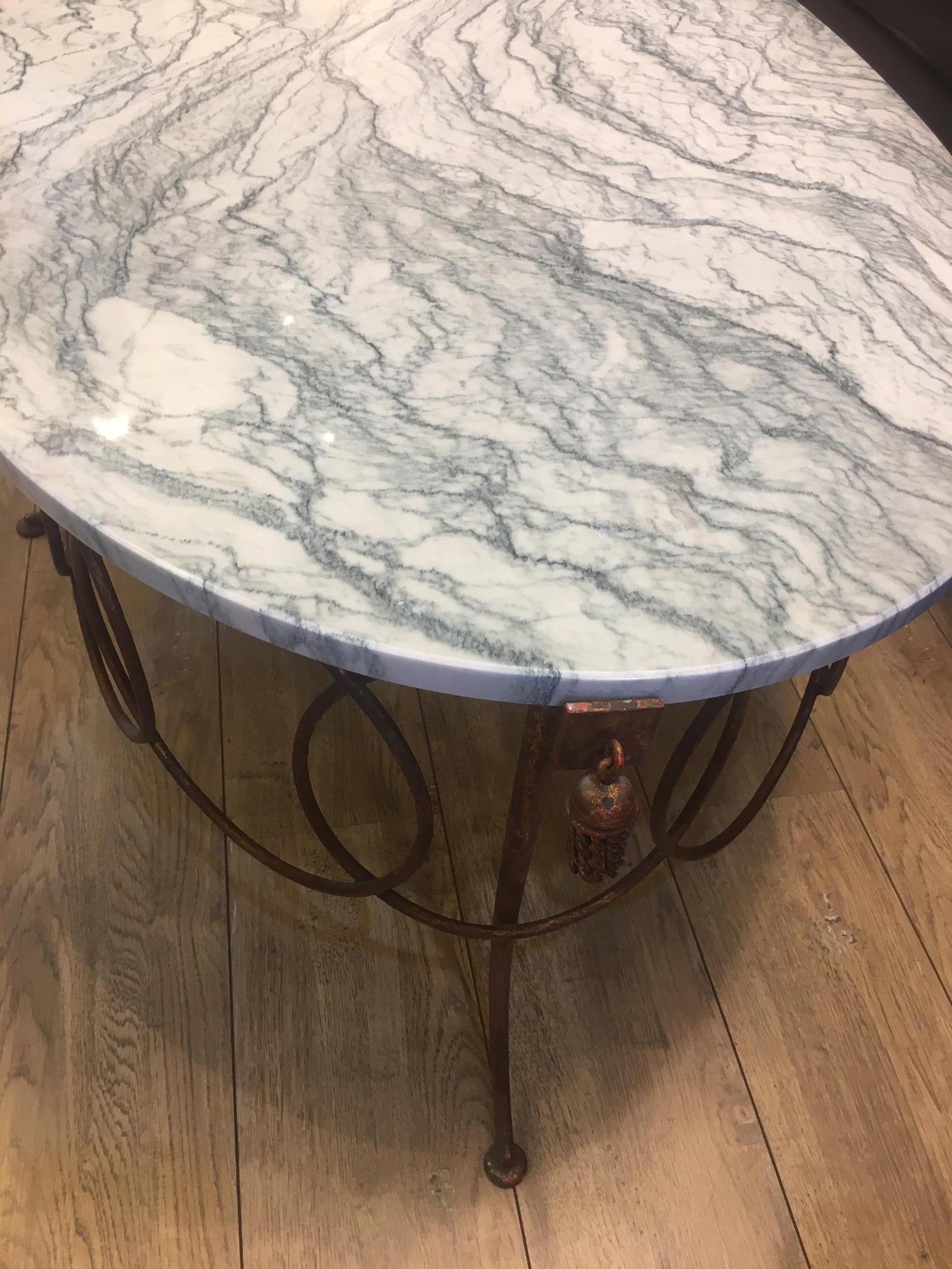 Coffee Table, Marble and Wrought Iron, Italy, from the 1950s In Good Condition In Nice, FR