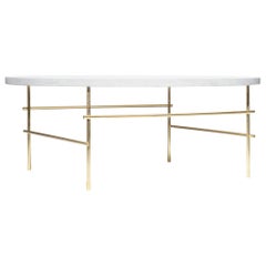 “Brass Coffee Table” White Carrara Marble Minimalist Coffee Table by Aparentment