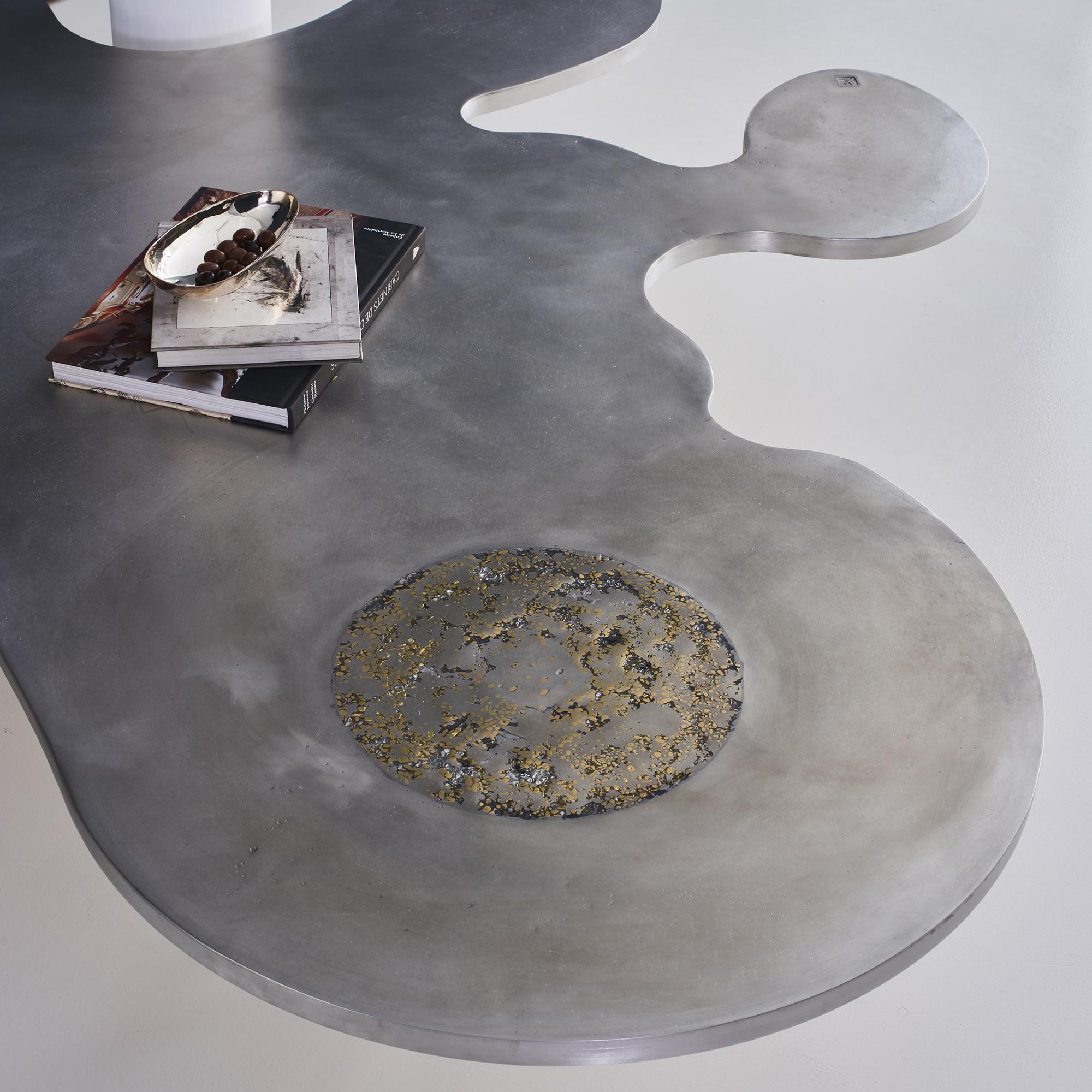 French 21st Century Table - Meteors splash - Wrapped in Pewter - Xavier Lavergne France For Sale