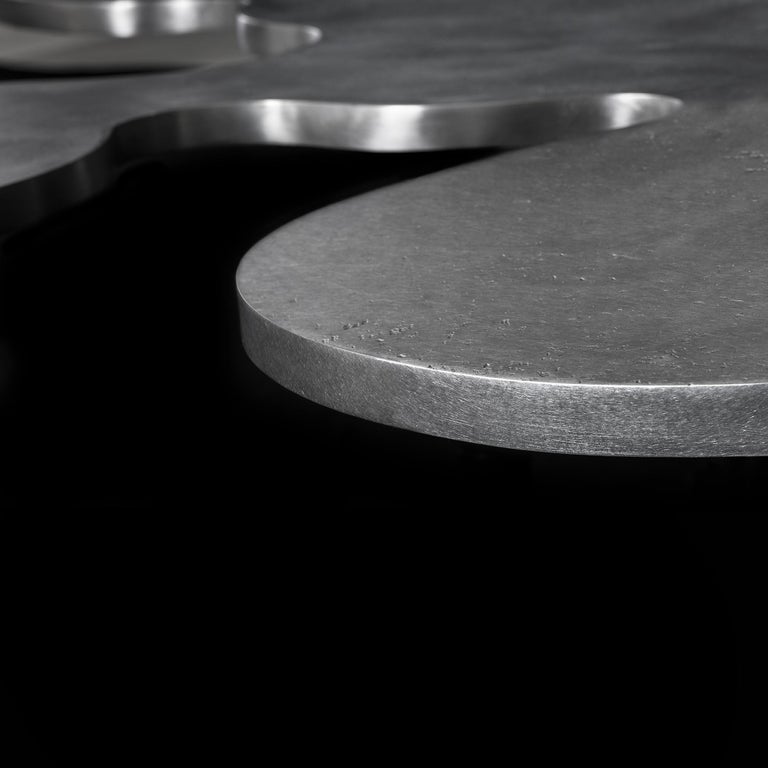 21st Century Table - Meteors splash - Wrapped in Pewter - Xavier Lavergne France For Sale 1